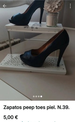 Zapatos peep toes piel azul  marino, talla 39