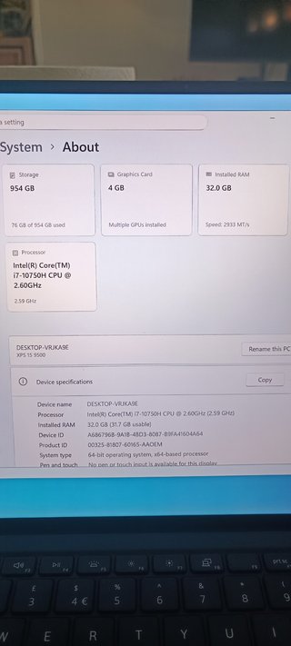 Dell XPS 15 9500 1TB 32GB RAM i7