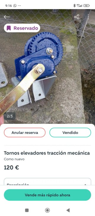 Torno elevador tracción mecánica