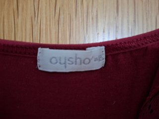 Camisón mujer tirantes. Oysho. Talla S. Granate.