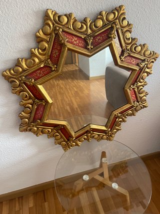 Espejo Estrella Dorado y Rojo
