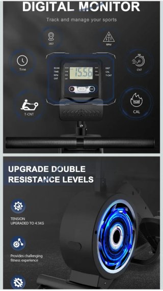 Máquina de Remo Magnética HEEZE 16 Niveles
