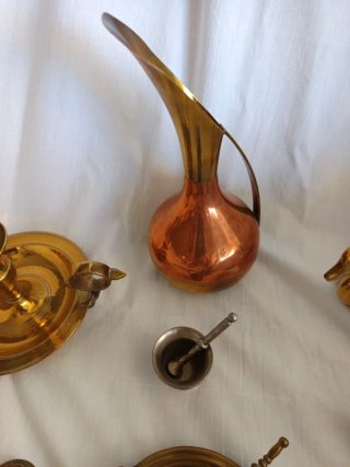 Lote objetos latón y cobre vintage