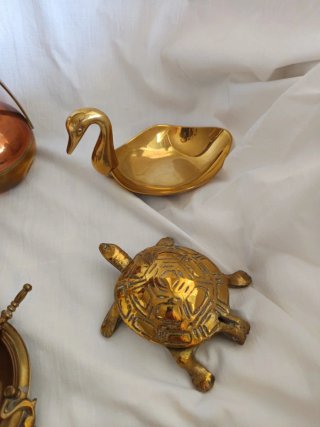 Lote objetos latón y cobre vintage