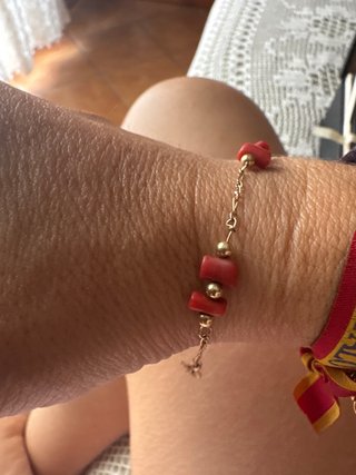 Pulsera oro 14k con coral