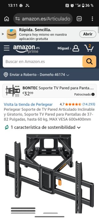 Soporte TV Perlegear Full-Motion PGLF7