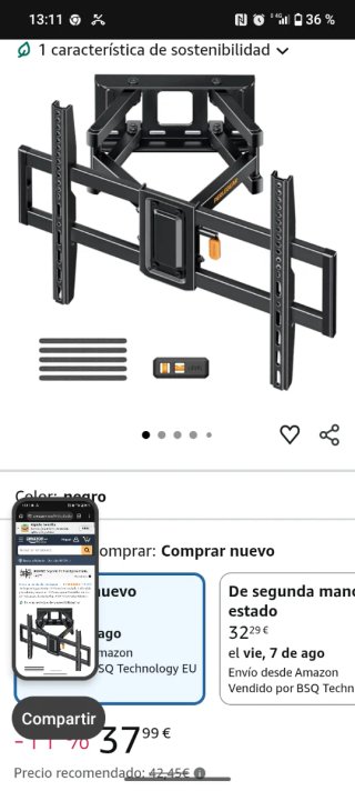 Soporte TV Perlegear Full-Motion PGLF7