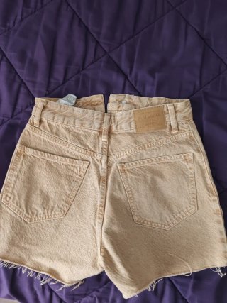 Pantalón corto vaquero mujer beige