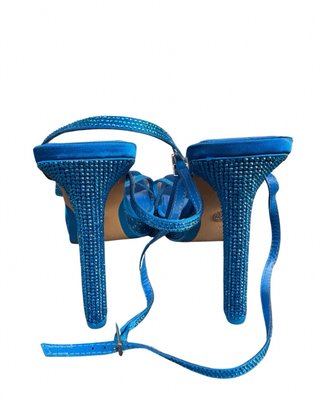 Sandali Zara tacco strass blu taglia 36