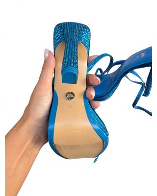 Sandali Zara tacco strass blu taglia 36