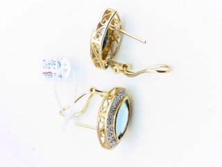 Pendientes Oro 18k con topacio Azul Marquise