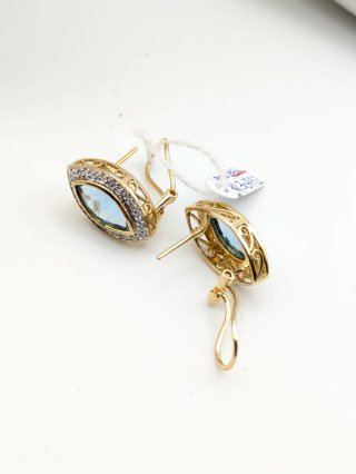 Pendientes Oro 18k con topacio Azul Marquise