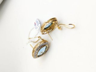 Pendientes Oro 18k con topacio Azul Marquise