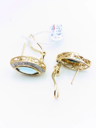 Pendientes Oro 18k con topacio Azul Marquise
