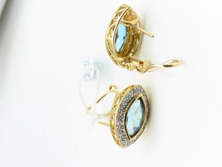 Pendientes Oro 18k con topacio Azul Marquise