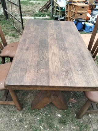 Mesa y 4 Sillas Roble Antiguas