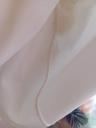 Vestido fiesta blanco marfil escote drapeado S