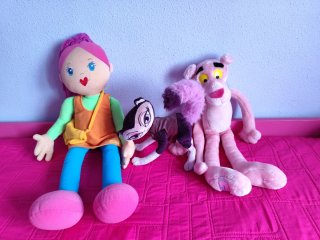 Peluches de muñeca, Pantera Rosa y gato Bratz