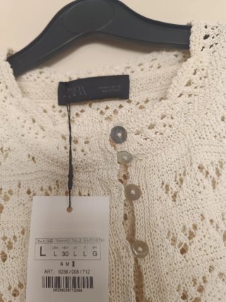 Chaqueta Zara punto pointelle calado talla L