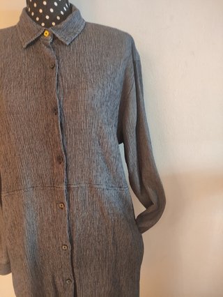Vestido camisero gris manga larga