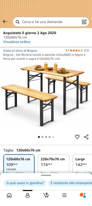 Tavolo e panche da birreria in legno e metallo