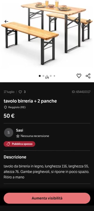 Tavolo e panche da birreria in legno e metallo