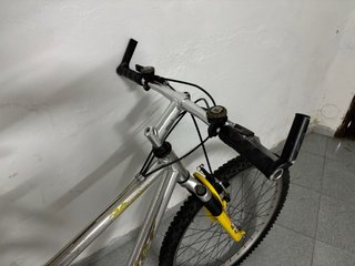 Bicicleta de montaña plateada