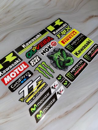 KIT PEGATINAS VINILO KAWASAKI MOTO CASCO LOGO