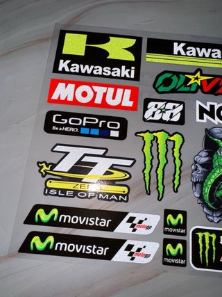 KIT PEGATINAS VINILO KAWASAKI MOTO CASCO LOGO