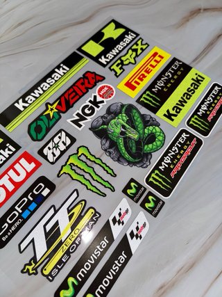 KIT PEGATINAS VINILO KAWASAKI MOTO CASCO LOGO