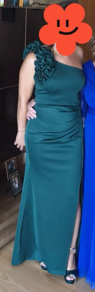 Vestido fiesta/boda verde con volantes