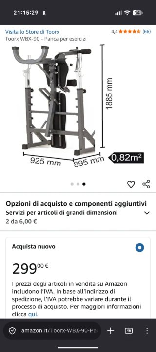 Panca Toorx WBX-90 per esercizi