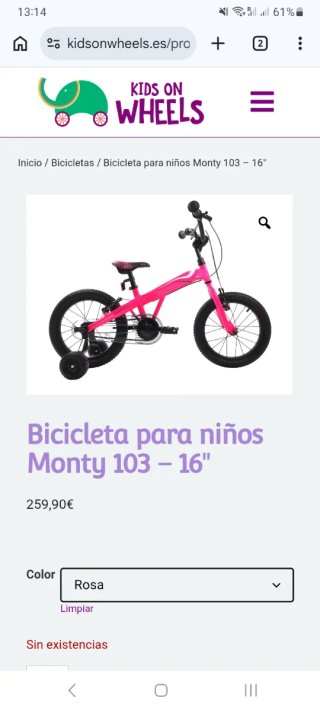 Bici Infantil Monty 103, Rosa