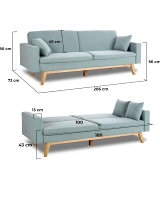 Sofá cama 3 plazas color teal