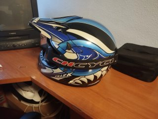 Casco Motocross SHARK + Gafas Azul/Blanco