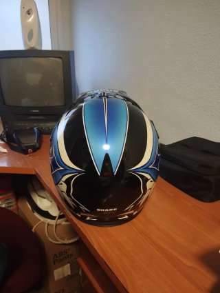 Casco Motocross SHARK + Gafas Azul/Blanco