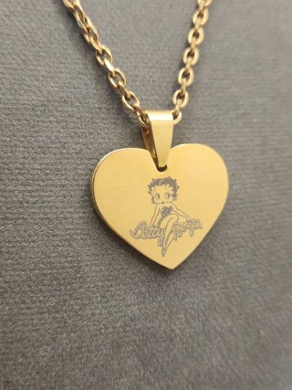 Collar Betty Boop Acero Quirúrgico Chapado Oro