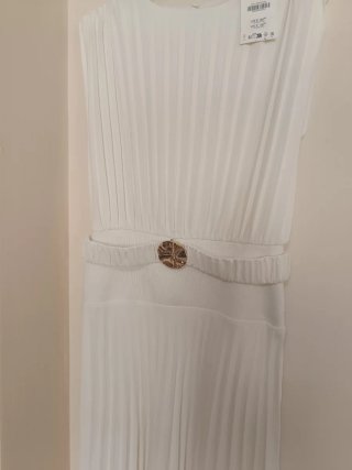 Vestido Zara Plisado Midi Cinturón Talla S