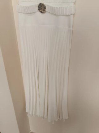 Vestido Zara Plisado Midi Cinturón Talla S
