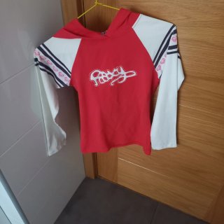 Camiseta Roxy Manga Larga Roja y Blanca