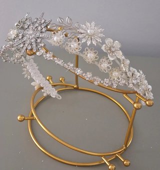 Tiara Tocado Novia Plata y Perlas