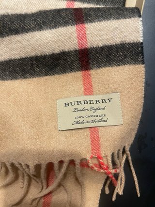 Bufanda Burberry 100% Cachemira Beige/Rojo
