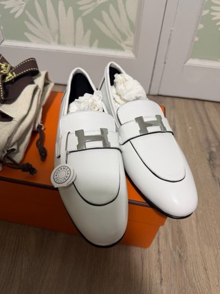 Zapatos Mocasines Hermes Faubourg Blanco T.39