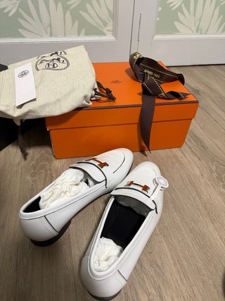 Zapatos Mocasines Hermes Faubourg Blanco T.39