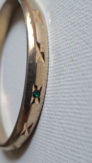Pulsera Brazalete Art Déco Oro y Verde