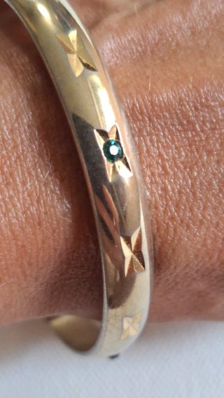 Pulsera Brazalete Art Déco Oro y Verde
