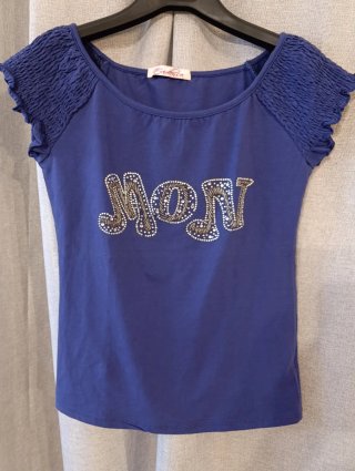 T-shirt blu/viola taglia L cotone elasticizzato
