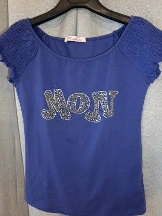 T-shirt blu/viola taglia L cotone elasticizzato