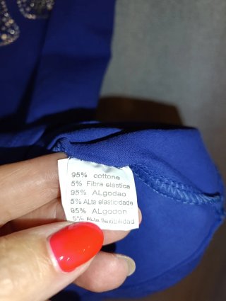 T-shirt blu/viola taglia L cotone elasticizzato