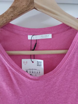 Camiseta Zara sin mangas rosa Talla S